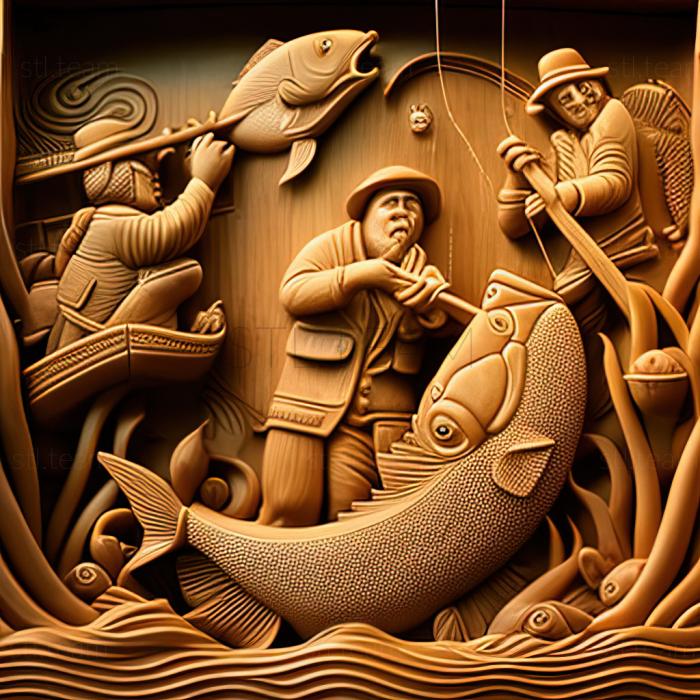 Картины Волосінь гачка та рибальська битва Стінкер Азумао